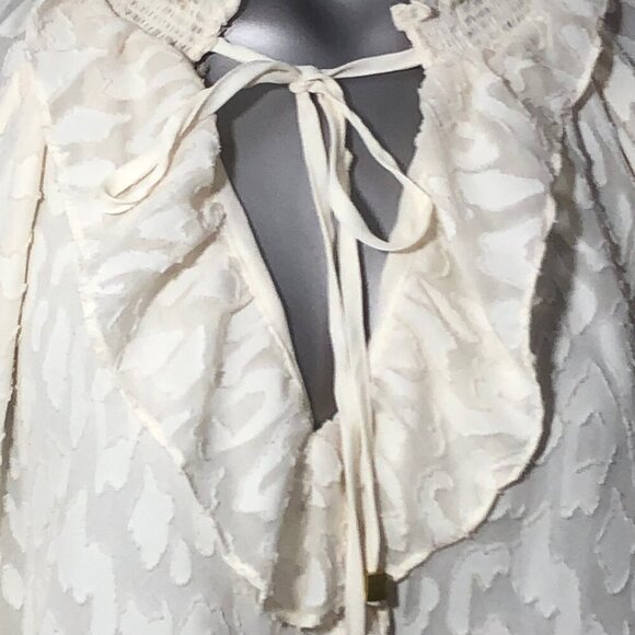 Michael Kors Women's Peasant Blouse Boho Size XL White Ruffled Collar - Picture 5 of 7